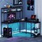 Engineered Wood L-Shaped Desk with LED Lights and Charging Ports